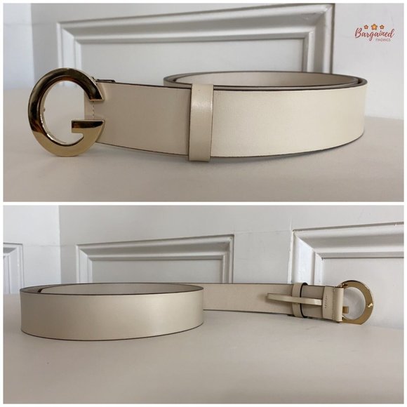 Authentic Gucci Vintage Cream Leather Gold G Logo Buckle Belt Size 95/38 - Picture 10 of 14